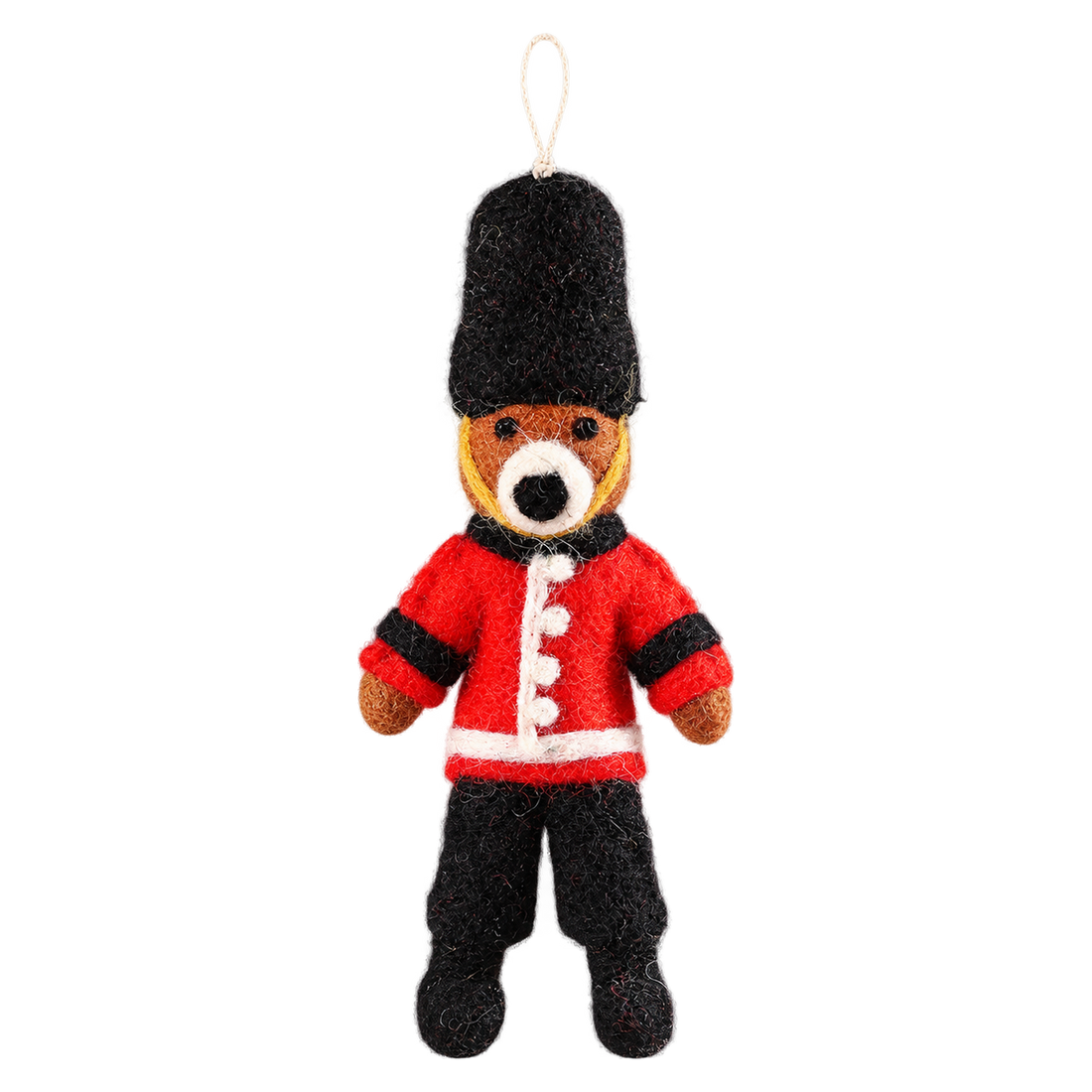 Bearskin Bear, felt hanging ornament with a hanging loop