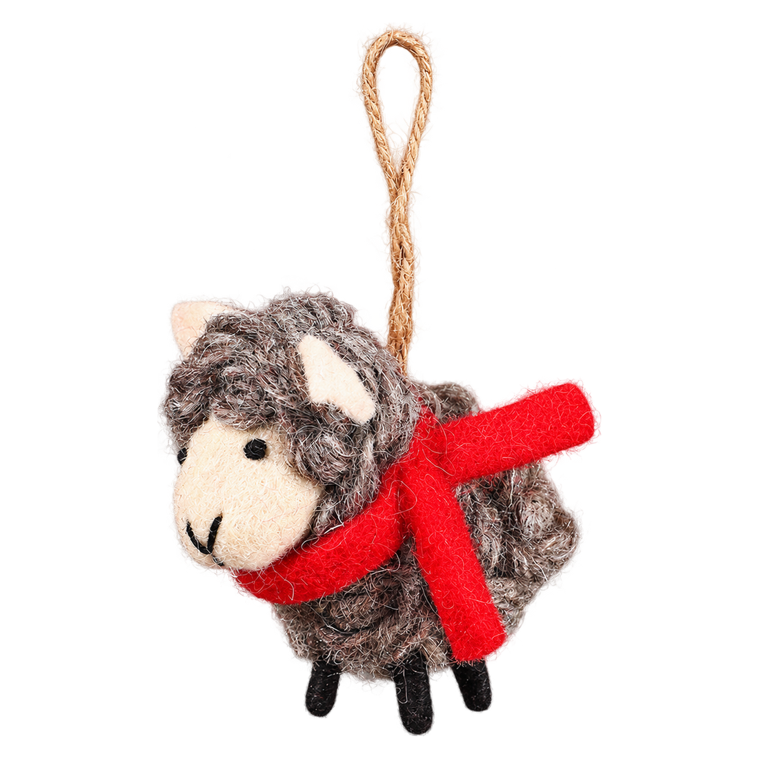 Drizzle Sheep, felt hanging ornament with a hanging loop