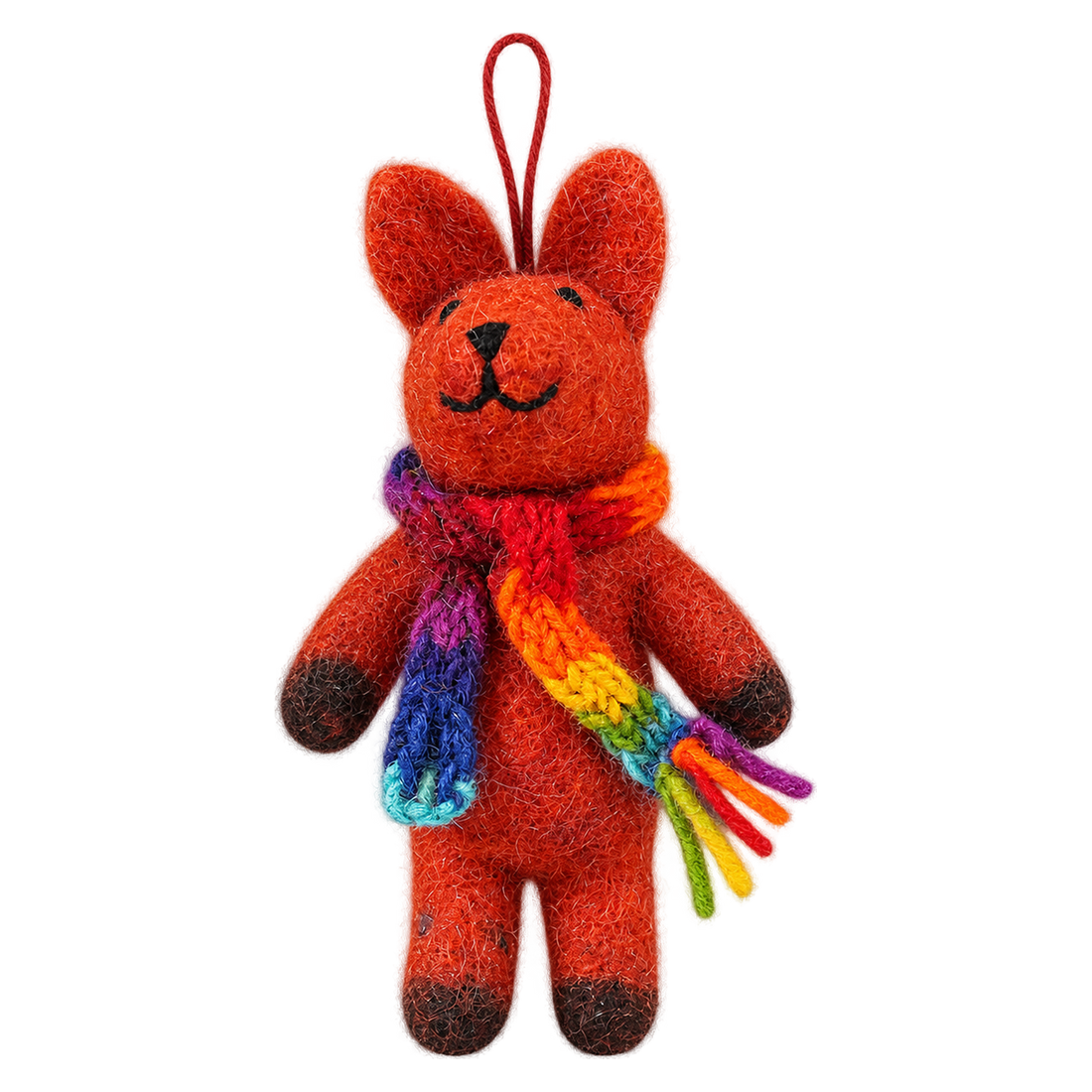 Russet Bunny, felt hanging ornament with a hanging loop