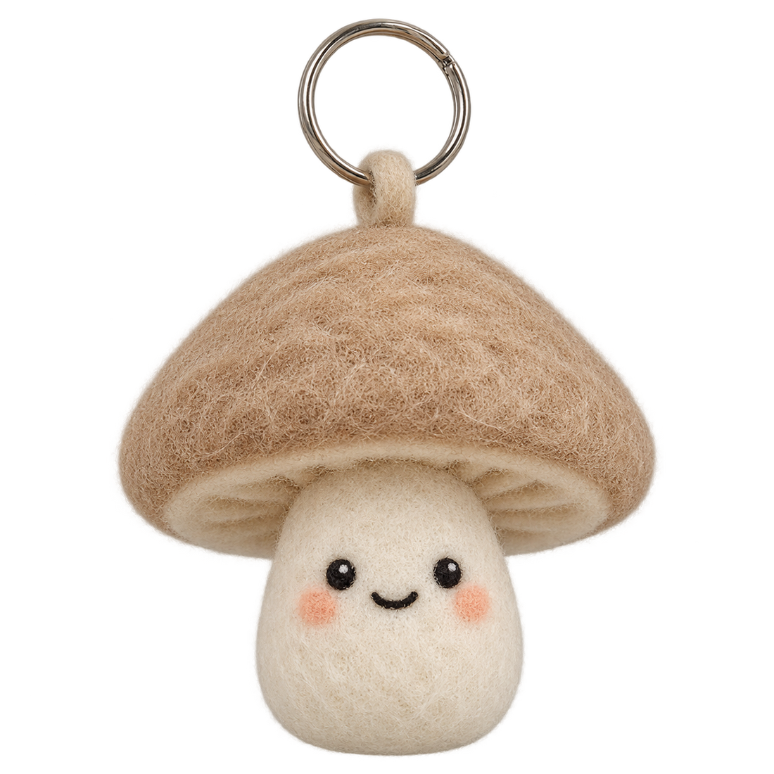 Mellow Mushroom, needle-felted wool charm