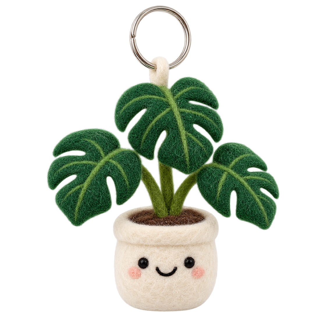 Monstera, needle-felted wool charm