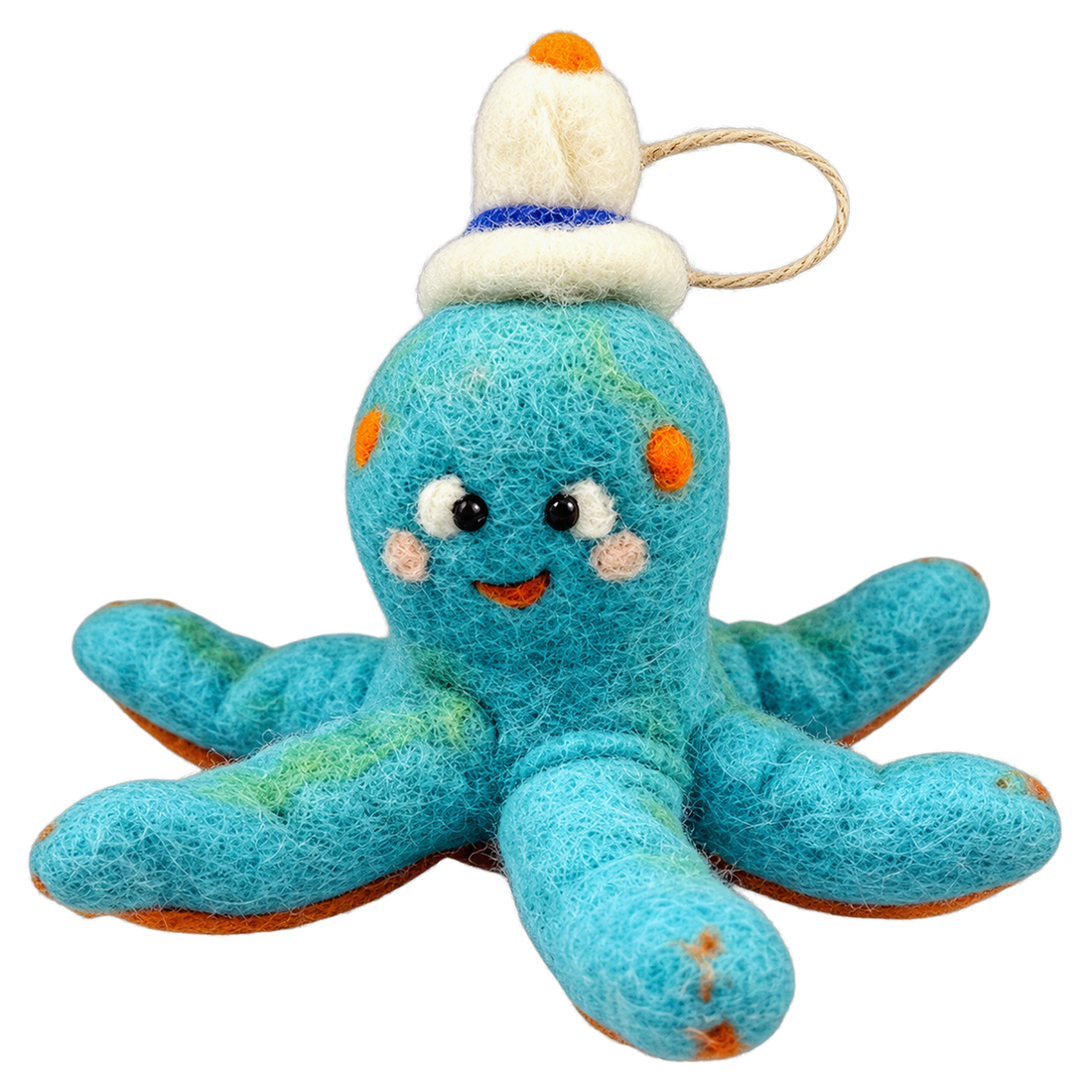 Ollie the Octopus, felt bag charm with a hanging loop