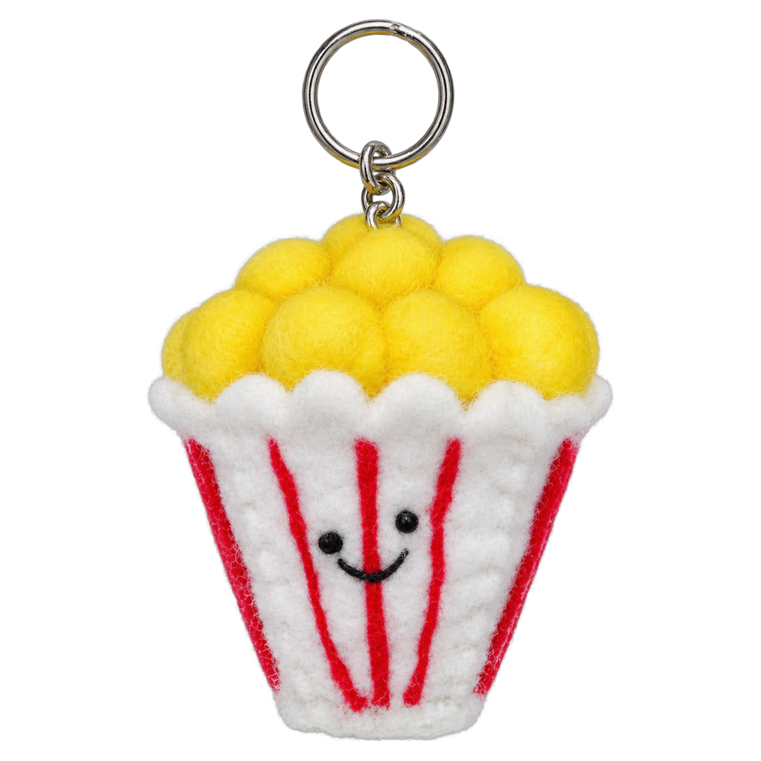 Poppy Corn, felt keychain on a key ring