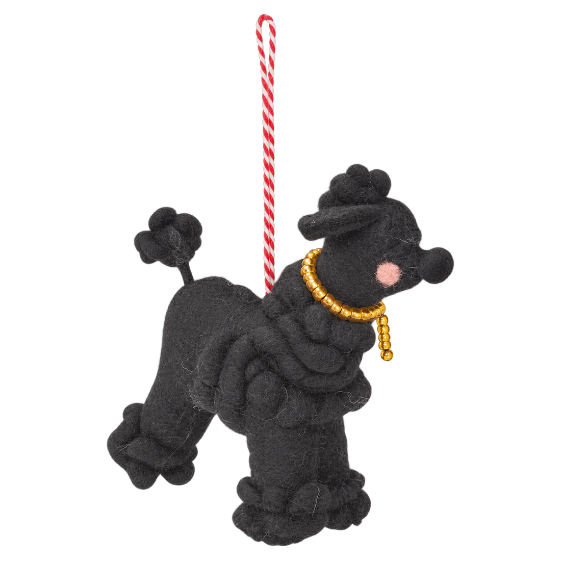 Posh Poodle, felt hanging ornament with a hanging loop