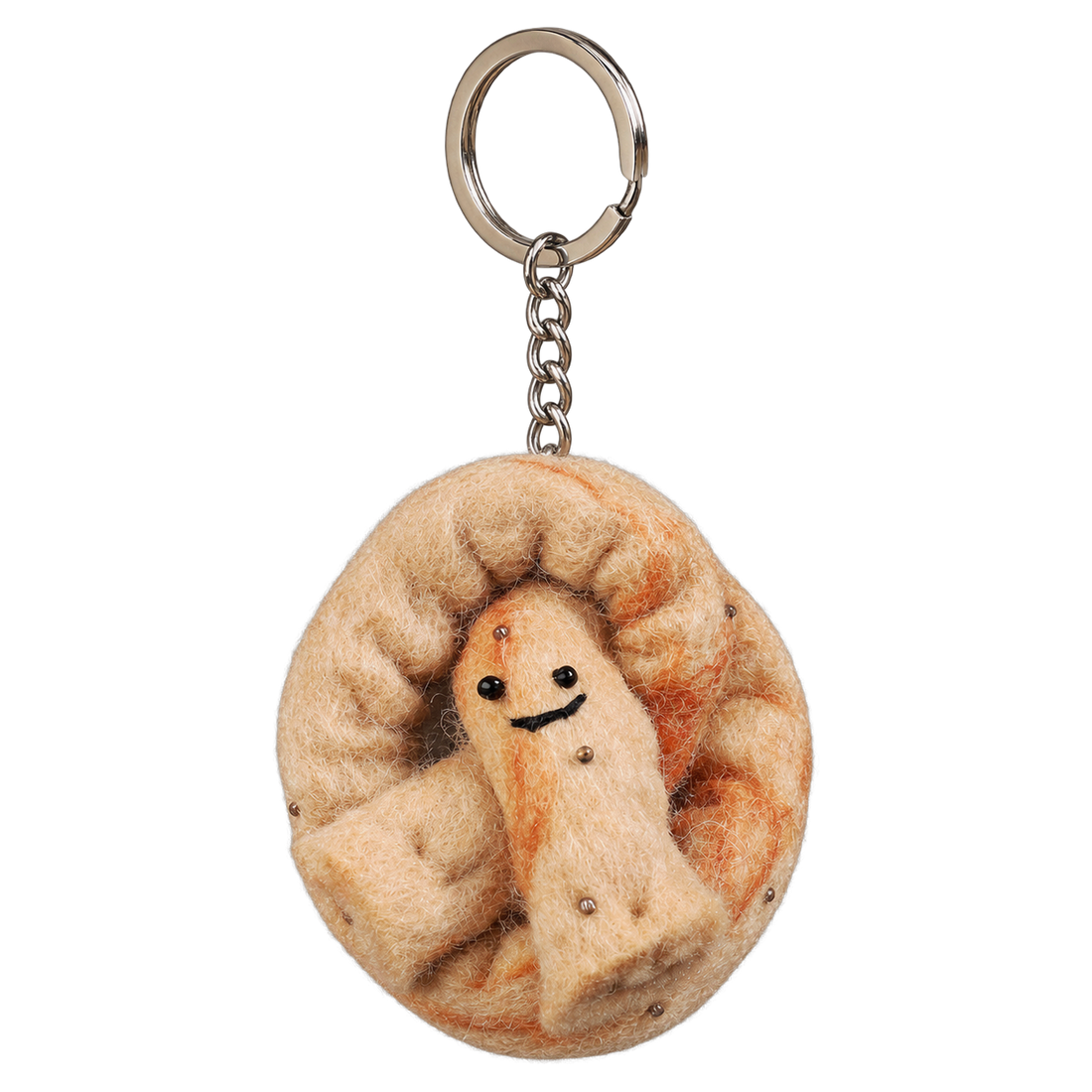 Pretzel Pete, felt keychain on a key ring