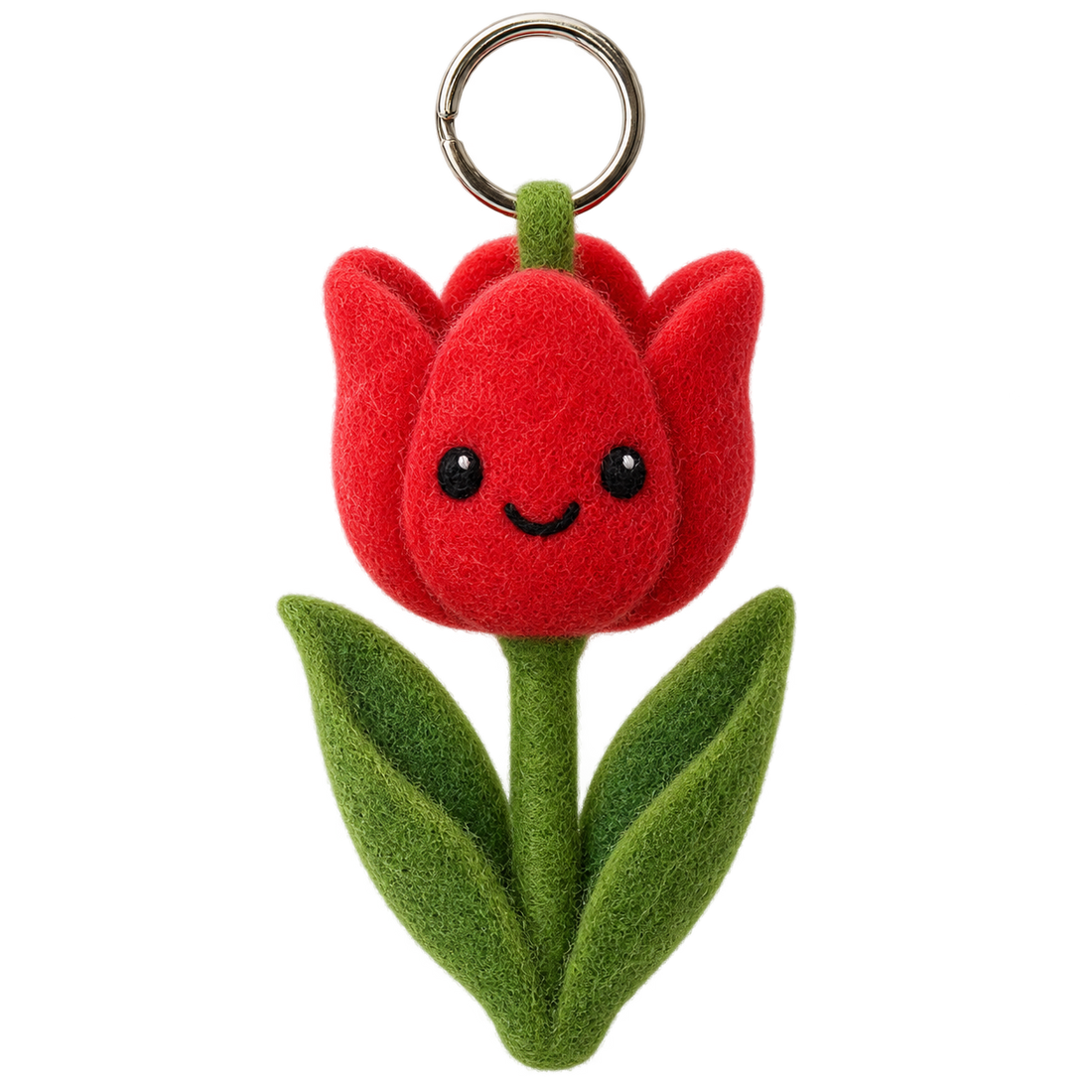 Red Tulip, needle-felted wool charm