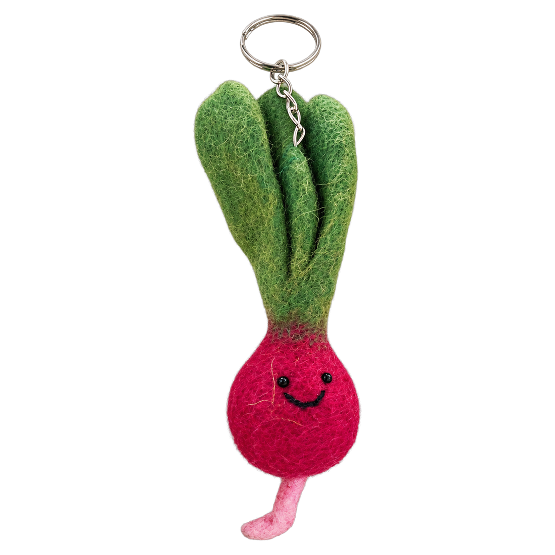 Rosy Radish, felt keychain on a key ring