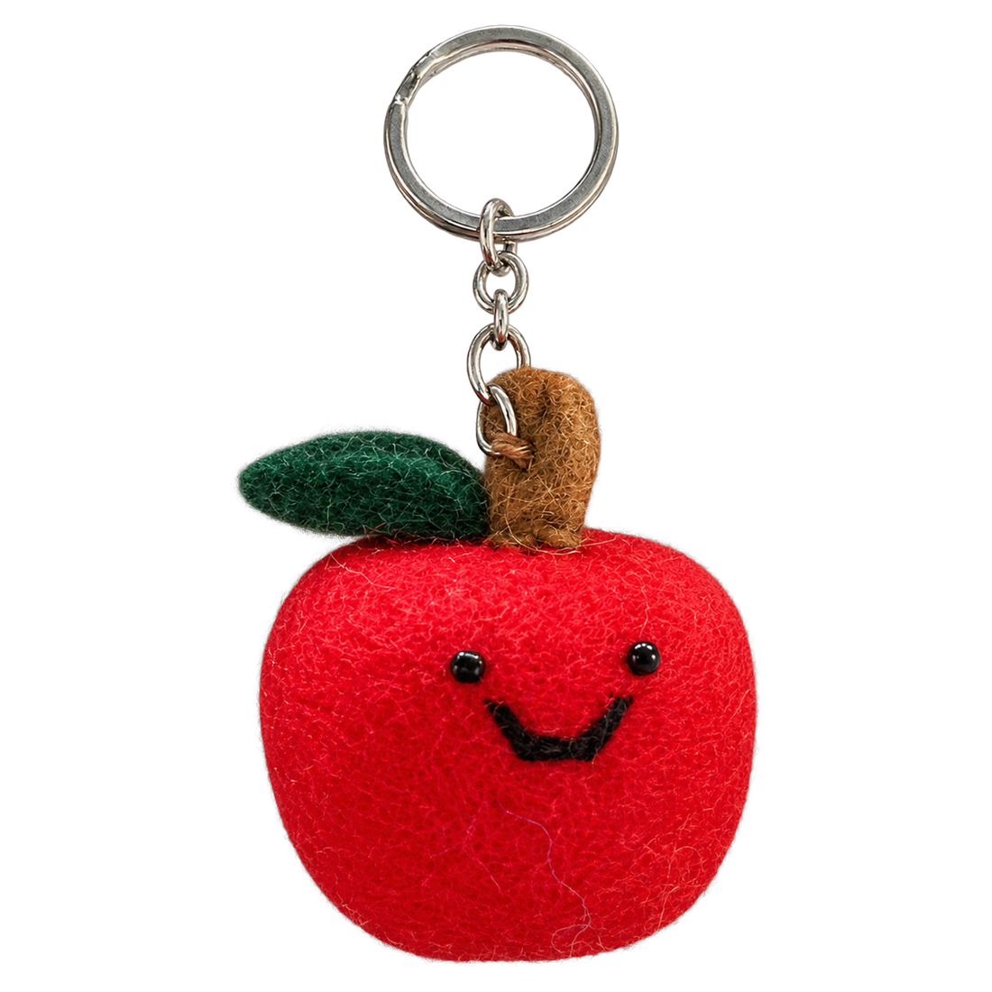 Ruby Apple, felt keychain on a key ring