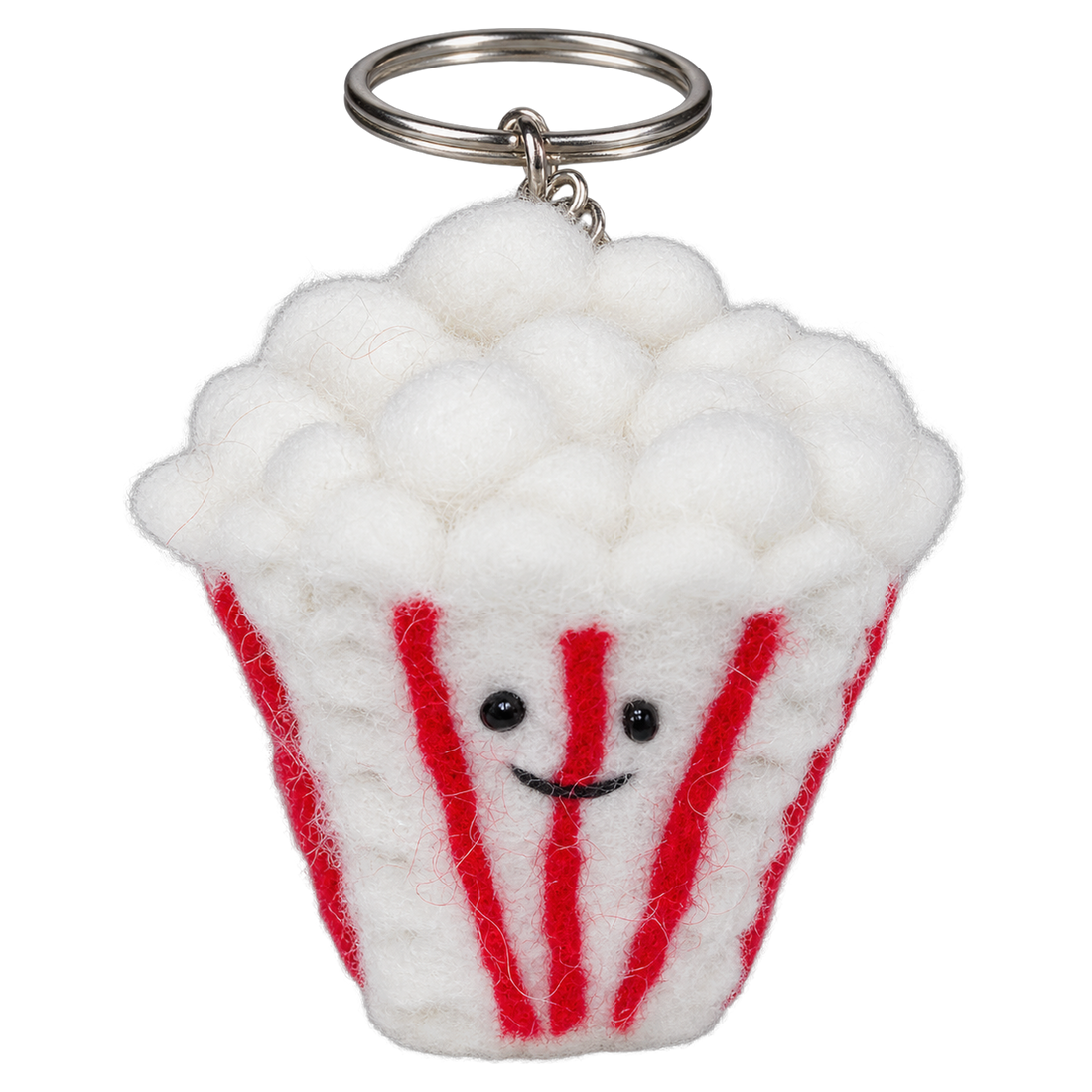 Salty Popcorn, felt keychain on a key ring