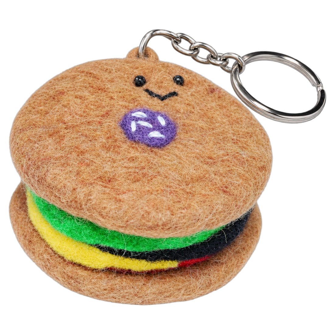 Sammy Sandwich, felt keychain on a key ring