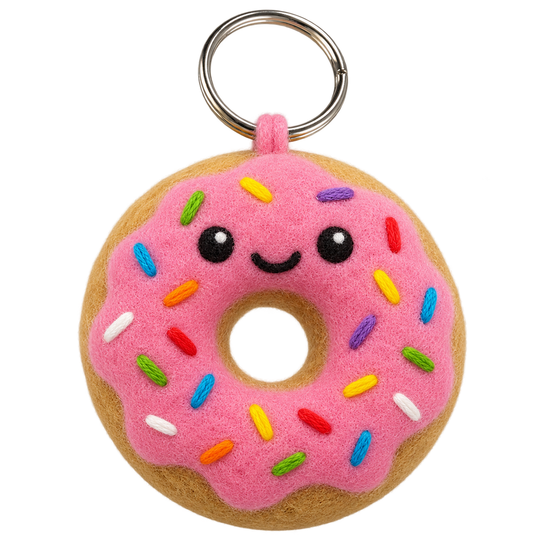 Sprinkle Donut, needle-felted wool charm