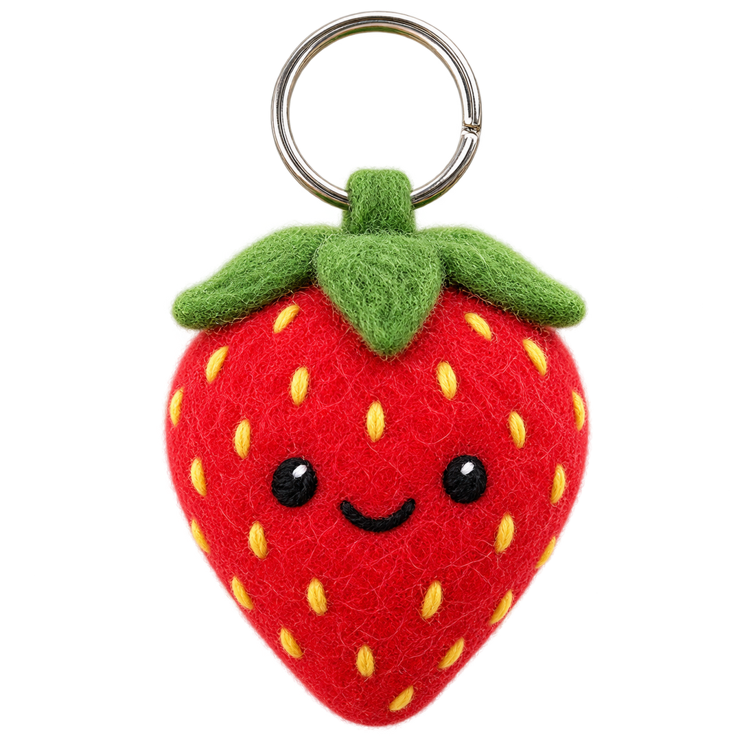 Strawberry Kiss, needle-felted wool charm