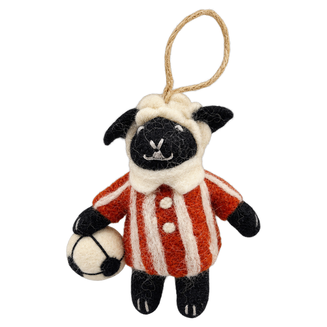 Striker Sheep, felt bag charm with a hanging loop