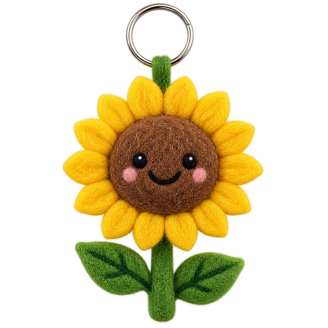 Sunny Sunflower, needle-felted wool charm