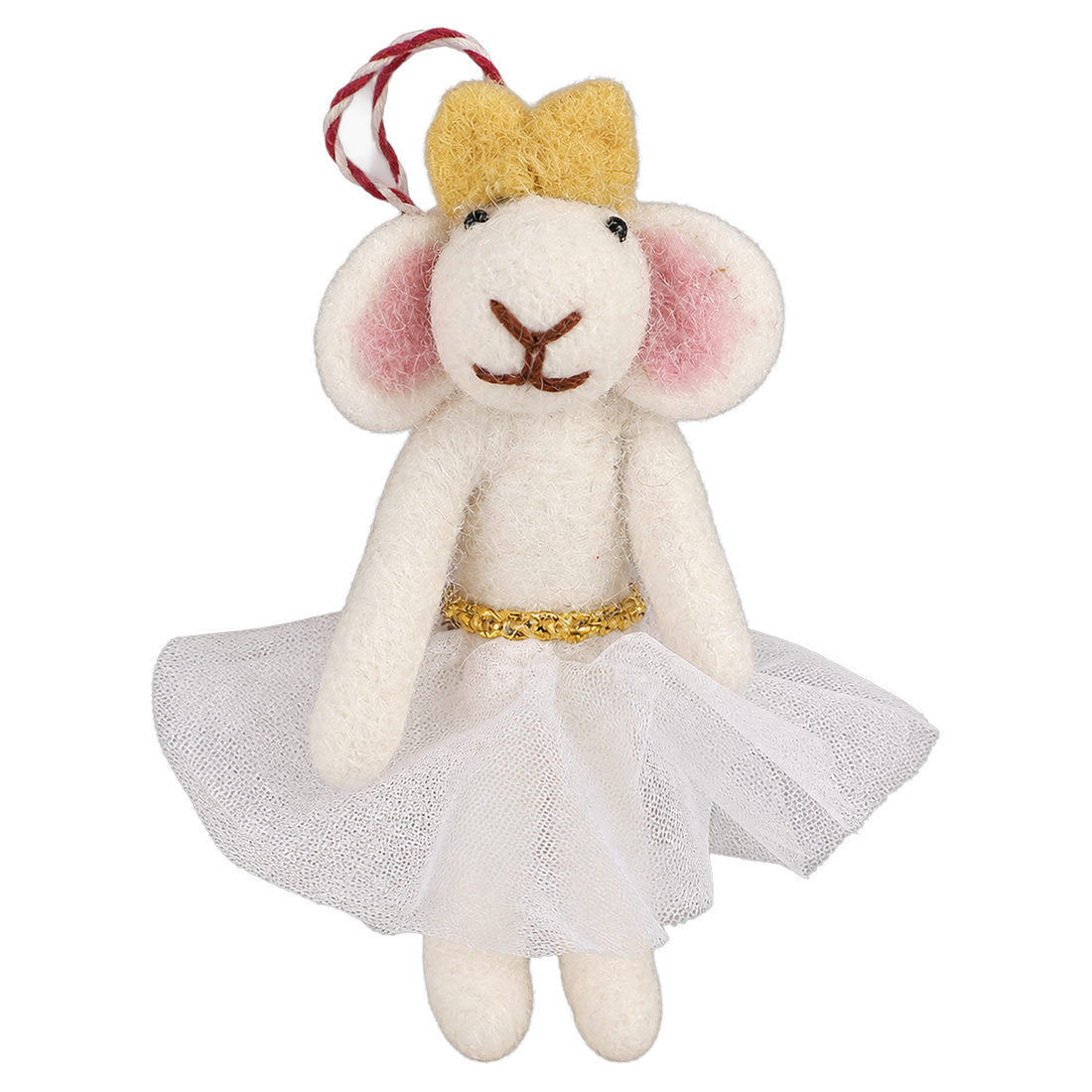 Tutu Mouse, felt hanging ornament with a hanging loop